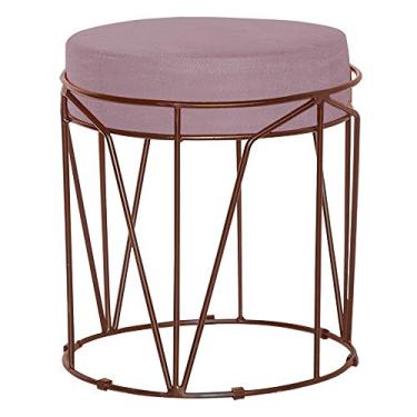 Imagem de Puff Decorativo Sala de Estar Base Bronze Chloe Veludo Rosê - Gran Belo