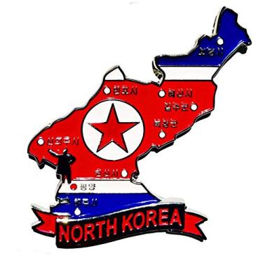 Imagem de Imã Coréia do Norte – Imã Mapa Coréia do Norte Bandeira Cidades Símbolos - Mapa Mundi Magnético - Imã Geladeira Coréia do Norte