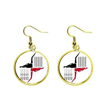 Imagem de Correntes de flechas cromáticas de aberração de segmentação, orelha pendurada, brincos dourados, joia feminina