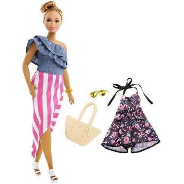 Boneca Barbie Fashionista Morena De Vestido Bolsa 157 Mattel em