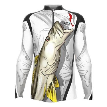 Imagem de Camisa de Pesca Proteção Solar UV Robalo 2020 - Mar Negro-Unissex