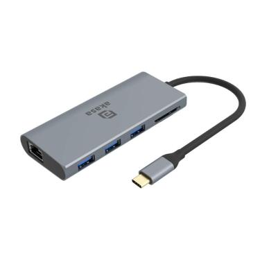 Imagem de Adaptador  Conversor USB-C para HDMI, VGA, 3 Portas USB, Leitor de Cartão, USB-C, RJ45, HDMI, Akasa