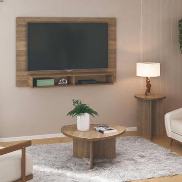 Imagem de Sala de Estar Completa com Painel para TV até 42 Pol com Mesa de Centro e Mesa Lateral Delta Oval Pinho