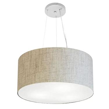 Imagem de Lustre Pendente Cilíndrico Cúpula Tecido 45x25 cm, Vivare Iluminação, Pendente4186 RST, Rustico Bege, Médio