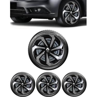 Imagem de Jogo 4 Calotas Esportivas Spider Preto/Prata aro 14 RLT Sandero Logan Clio Megane Fluence Symbol