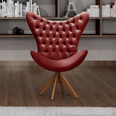 Imagem de Poltrona Alice Egg Capitonê Cadeira Botonê Giratória Recepção, Escritório Bordô