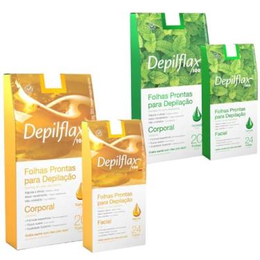 Imagem de Kit Folhas Prontas Cera Depilação Facial e Corporal Natural e Hortelã Depilflax