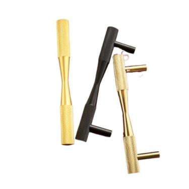 Imagem de Puxadores de móveis de latão ouro preto requintado serrilhado puxa armário guarda-roupa caixa de sapato gaveta armário botões, qbcf, m, comprimento do parafuso 2.5cm