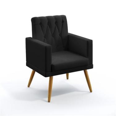 Imagem de Poltrona Almofadada Nina com Rodapé e Capitonê com Puff Quasar Sued Pr