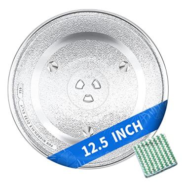 Imagem de Placa de substituição de micro-ondas de 12,5 polegadas para Panasonic 12570000008334, Frigidaire 5304509437, GE ES1145DL1WW e mais bandeja giratória de placa de vidro de micro-ondas de 31,5 cm para