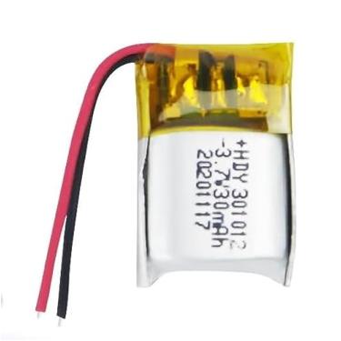 Imagem de bateria 2 fios recarregavel 3,7v 301012 com 30mah 3mm de espessura x 10mm de largura x 12mm de comprimento