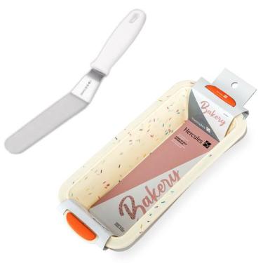 Imagem de Conjunto Assadeira Retangular de Silicone 30cm e Espátula Confeiteiro 