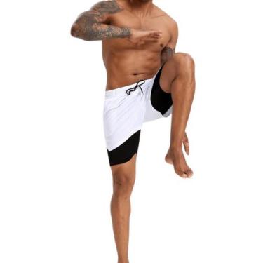 Imagem de short 2 em 1 com bolso interno para treino academia corrida proteção u