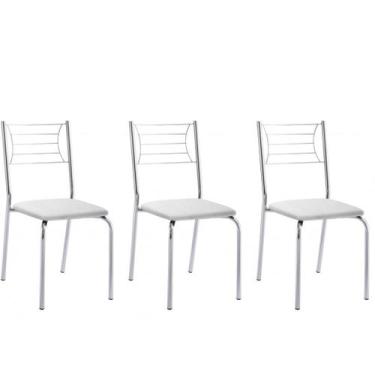 Imagem de Kit 3 Cadeiras Nanda cromada para cozinha ou espaço gourmet-Assento br