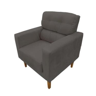 Imagem de Poltrona Decorativa Lunna Quarto Recepção Veludo Cinza Chumbo - Kimi D
