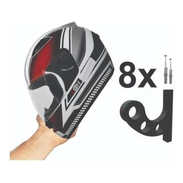 Imagem de Kit 8 Suportes De Parede Para Capacetes - 3D Art, Preto