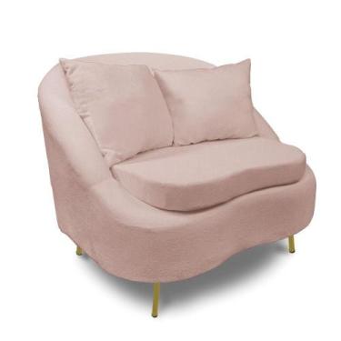 Imagem de Poltrona Decorativa Orgânica Pé Ferro Dou Zaya Bouclê Rosê C05 - D'ros