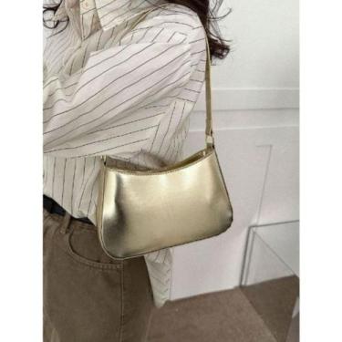 Imagem de Bolsa Baguete Feminina Metalisada Vintage Pequena de Ombro - MV, Doura