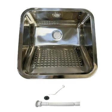 Imagem de Tanque Lavanderia Aço Inox 201 Belcca 45x45cm Com Válvula e Sifão - TL201-02 
