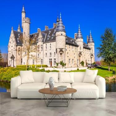 Imagem de Lcythiazole Papel de parede mural de castelo, mural de fotos de paisagem de castelo italiano europeu, pintura de decoração de parede, para sala de estar, quarto, café, personalizável