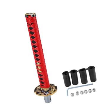 Imagem de REPAIROCK Alavanca de câmbio estilo espada Samurai de 26 cm Katana Shift Knob Classic Trançado Padrão para Manual Automático no MT Shifter Vermelho Auto Peças de Reposição