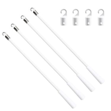 Imagem de BangBoom 4 peças de substituição de varinha cega de 30,5 cm com alça e gancho, varinha vertical de fibra de vidro branca, varinha inclinada, varetas para abrir persianas para porta de cortina de