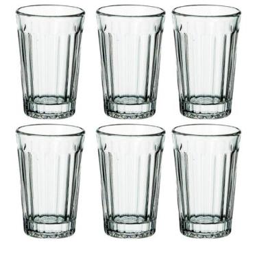 Imagem de Jogo de Copo de Vidro 210ml Canelado em Relevo - Kit Copos 06 Unidades