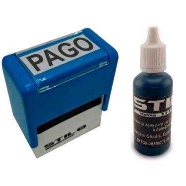 Imagem de Carimbos automáticos stilo 20/pago + tubo de tinta, Azul Claro