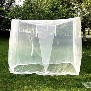 Imagem de Vawolecy Mosquiteiro para cama de 4 cantos – barraca de malha portátil com bolsa de transporte design retangular para acampamento/casa/dormitório | Rede de proteção contra insetos de configuração