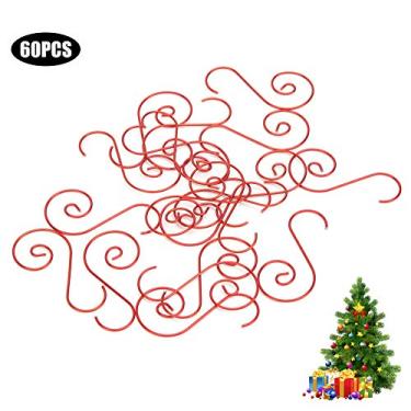Imagem de Mini Multi Purpose Metal S Shape Hooks Christmas Tree Holder Decoração 60pcs High Grade Metal Vermelho Verde Ouro Prata Lightweight Portable Design para Home Office Decoração de (Red)