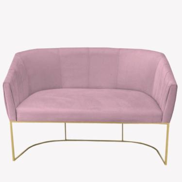 Imagem de Namoradeira Julia Base De Ferro Suede Rosa Bebê D`classe Decor
