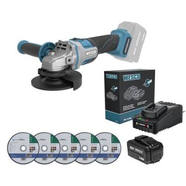 Imagem de Esmerilhadeira Brush WS2890 125mm 18v Wesco + 1bat 4A Carreg