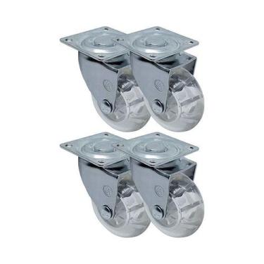 Imagem de Kit 4 un roda rodízio giratório gel 3 polegadas 75mm móveis - AJAX