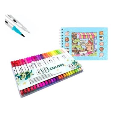 Imagem de Caderno Bobbie Goods Capa Holográfica + 48 Canetas De Pintar - BOBI-GO