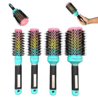 Imagem de Escova Profissional Cabelo Cerdas Javali Nylon Térmica Kit - Mofashi