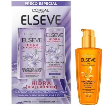 Imagem de Kit Elseve Kit Shampoo 375ml + Condicionador Hidra Hialurônico 170ml +