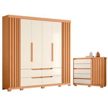 Imagem de Quarto Completo Casal Guarda Roupa Ripado Doble e Cômoda Duetto - Alba