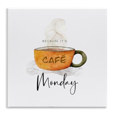 Imagem de Stupell Industries Caneca Because It's Monday Design de arte de placa de parede da Joy Hall, 30,5 x 30,5 cm