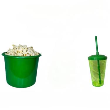 Imagem de Kit Cinema 25 Balde 1,5l Pipoca + 25 Twister Colorido 400ml (VERDE BANDEIRA)