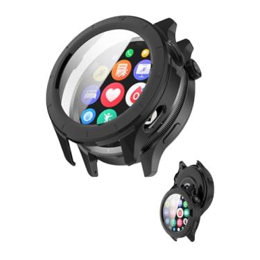 Imagem de Capa para Xiaomi Watch S4, NOUKAJU Protetor de Tela SmartWatch, Película de Vidro Temperado 9H Embutida, PC Rígido, Fácil de Instalar, Capa Protetora para Xiaomi Smartwatch S4 (preto)