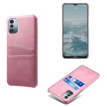 Imagem de Capas Compatível com Nokia G11,Caso de couro PU-Tampa de telefone a prova de choque com 2 slots de cartão,Proteção anti-impressão digital e anti-gota-Pink