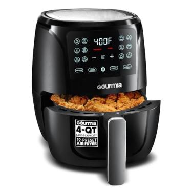 Imagem de Gourmia Air Fryer Oven Display Digital 4 Quart Large Airfryer Cooker 12 Predefinições de cozimento de 1 toque, detalhes em preto e aço inoxidável Fry Force GAF486