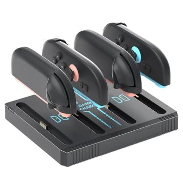 Imagem de Base de carregamento compatível com controle Joycons Switch2, estação de base para carregador Switch2 para carregador Joy Charger com 4 peças