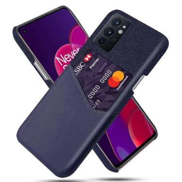 Imagem de Capa para Oneplus 9RT,Tela e tampa de couro PU,Antideslizante,360°cobertura completa à prova de choque com 1 slot de cartão atrás,Prevenção de queda-Blue