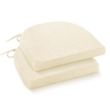 Imagem de IPYNBAP Almofadas de cadeira para cadeiras de jantar com laços e capa removível, almofadas de cadeira de cozinha de jantar com fundo antiderrapante, almofadas de assento internas de alta resiliência