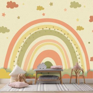 Imagem de Papel de Parede Quarto de Menina Arco-íris Cores Quentes 9m² - Quartin