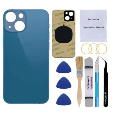 Imagem de Perzework Substituição de vidro traseiro OEM para iPhone 13 Mini 5,4 polegadas (azul) com kit de ferramentas de reparo