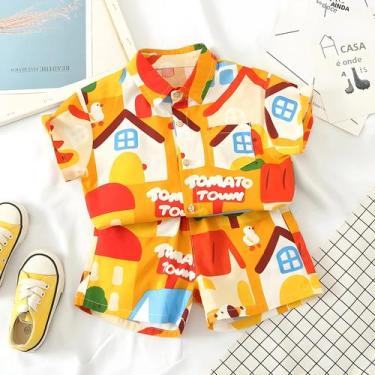 Imagem de Conjunto De Roupas De Verão Para Bebês Meninos 2 Peças Camisa E Shorts