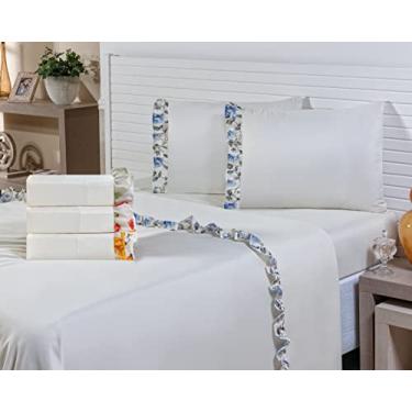 Imagem de Lencol Caribe Estampado Casal Queen 04 Pc Azul