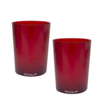 Imagem de Kit 2 copos short drink 200ml vermelho - policarbonato